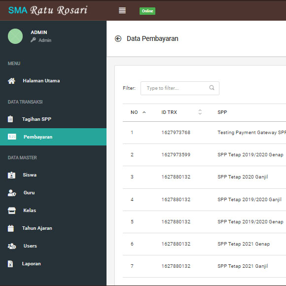 sistem pembayaran spp sma